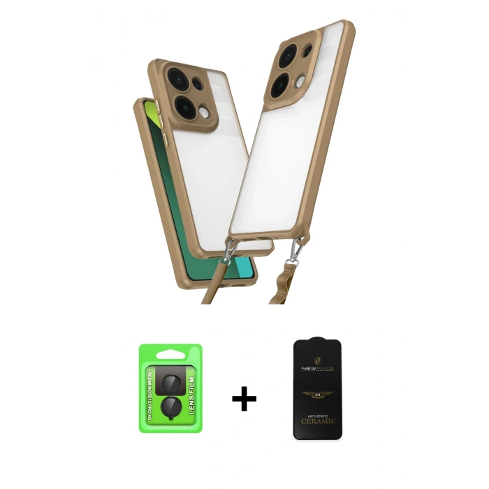 MARSİLYAN™- Redmi Note 13 Pro 4G Kılıf Ufuk Klasik - Siyah 6D Antistatik Mat Seramik Hayalet Nano Ekran Koruyucu + Raze Metal Kamera Lens - SH