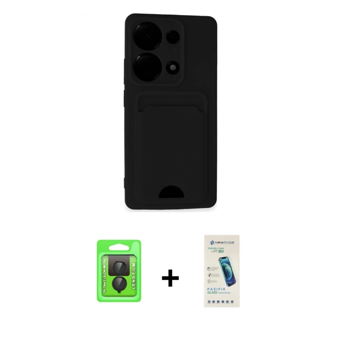 MARSİLYAN™- Redmi Note 13 Pro 4G Kılıf Vadi Çizgi Prime - Şeffaf Pasifik Cam Ekran Koruyucu + Raze Metal Kamera Lens - SH