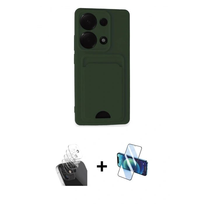 MARSİLYAN™- Redmi Note 13 Pro 4G Kılıf Vadi Çizgi Prime - Siyah 3D Antistatik Cam Ekran Koruyucu + Kamera Lens Koruma Cam - SF