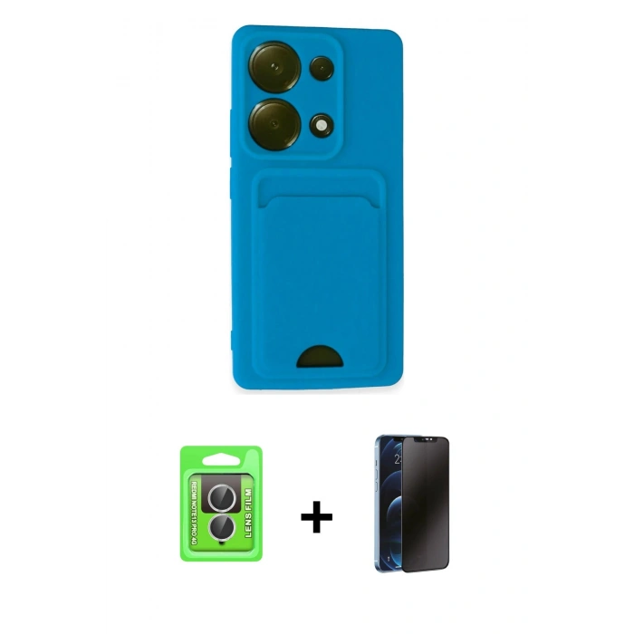 MARSİLYAN™- Redmi Note 13 Pro 4G Kılıf Vadi Çizgi Prime - Siyah 3D Antistatik Hayalet Cam Ekran Koruyucu + Raze Metal Kamera Lens - GS