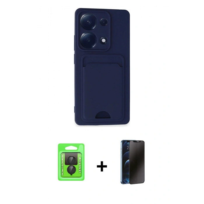MARSİLYAN™- Redmi Note 13 Pro 4G Kılıf Vadi Çizgi Prime - Siyah 3D Antistatik Hayalet Cam Ekran Koruyucu + Raze Metal Kamera Lens - SH