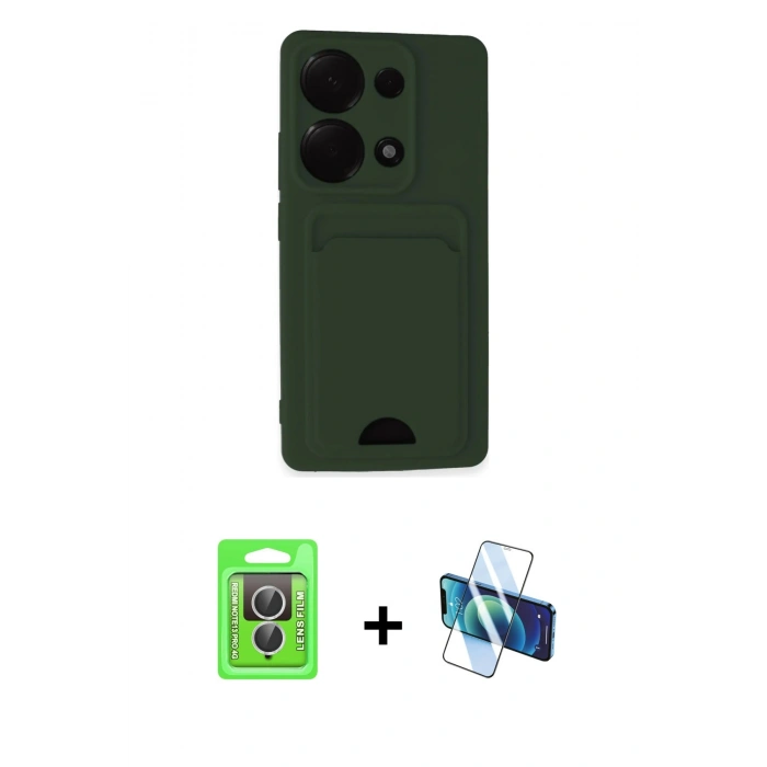 MARSİLYAN™- Redmi Note 13 Pro 4G Kılıf Vadi Çizgi Prime - Siyah 3D Antistatik Seramik Nano Ekran Koruyucu + Raze Metal Kamera Lens - GS