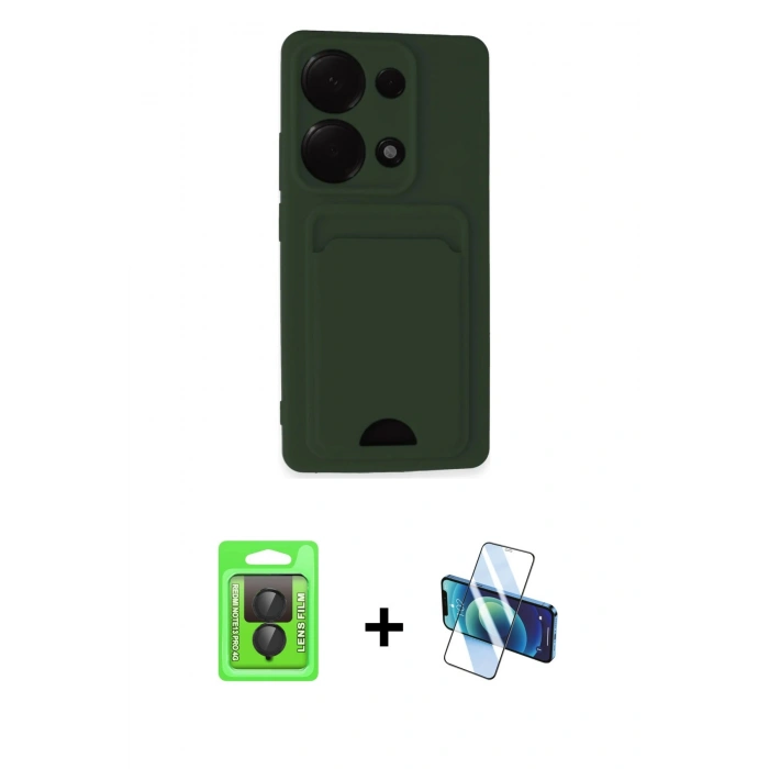 MARSİLYAN™- Redmi Note 13 Pro 4G Kılıf Vadi Çizgi Prime - Siyah 3D Antistatik Seramik Nano Ekran Koruyucu + Raze Metal Kamera Lens - SH