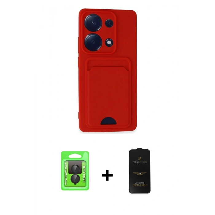 MARSİLYAN™- Redmi Note 13 Pro 4G Kılıf Vadi Çizgi Prime - Siyah 6D Antistatik Mat Seramik Hayalet Nano Ekran Koruyucu + Raze Metal Kamera Lens - SH