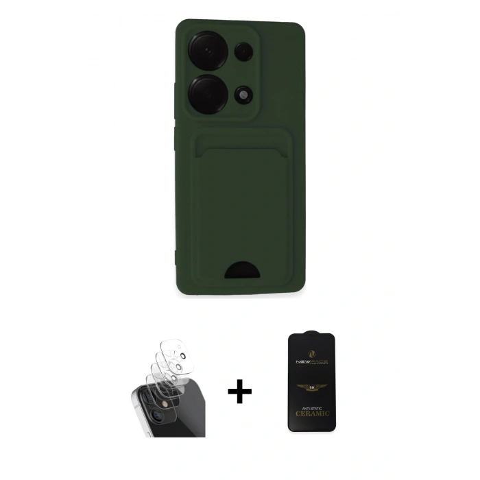 MARSİLYAN™- Redmi Note 13 Pro 4G Kılıf Vadi Çizgi Prime - Siyah 6D Antistatik Mat Seramik Hayalet Nano Ekran Koruyucu + Kamera Lens Koruma Cam - SF