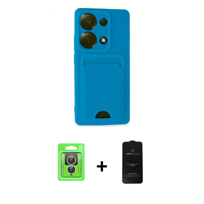 MARSİLYAN™- Redmi Note 13 Pro 4G Kılıf Vadi Çizgi Prime - Siyah 6D Antistatik Mat Seramik Hayalet Nano Ekran Koruyucu + Raze Metal Kamera Lens - GS
