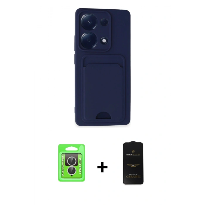 MARSİLYAN™- Redmi Note 13 Pro 4G Kılıf Vadi Çizgi Prime - Siyah 6D Antistatik Mat Seramik Hayalet Nano Ekran Koruyucu + Raze Metal Kamera Lens - GS