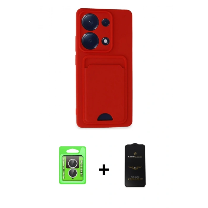 MARSİLYAN™- Redmi Note 13 Pro 4G Kılıf Vadi Çizgi Prime - Siyah 6D Antistatik Mat Seramik Hayalet Nano Ekran Koruyucu + Raze Metal Kamera Lens - GS