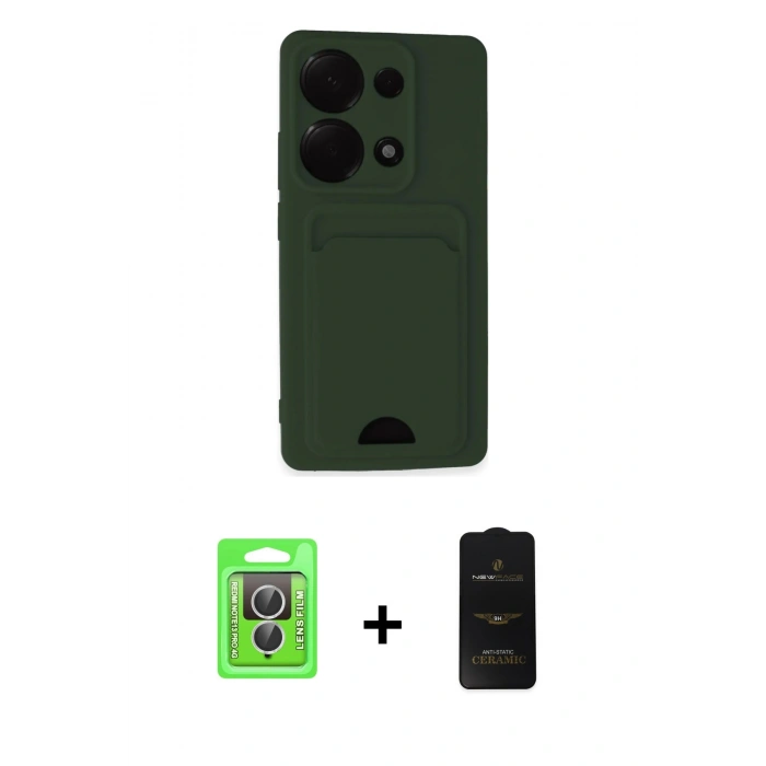 MARSİLYAN™- Redmi Note 13 Pro 4G Kılıf Vadi Çizgi Prime - Siyah 6D Antistatik Mat Seramik Hayalet Nano Ekran Koruyucu + Raze Metal Kamera Lens - GS