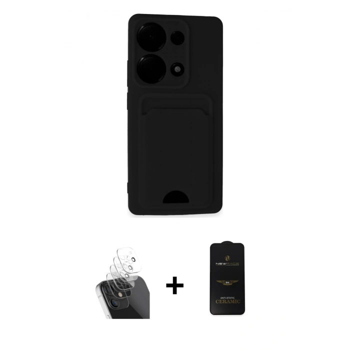 MARSİLYAN™- Redmi Note 13 Pro 4G Kılıf Vadi Çizgi Prime - Siyah 6D Antistatik Mat Seramik Hayalet Nano Ekran Koruyucu + Kamera Lens Koruma Cam - SF