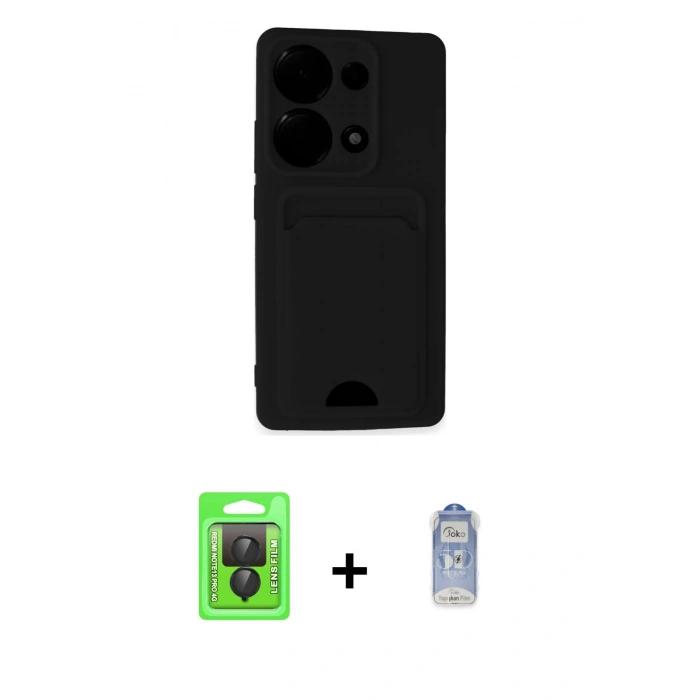 MARSİLYAN™- Redmi Note 13 Pro 4G Kılıf Vadi Çizgi Prime - Siyah Joko Magic 5D Cam + Raze Metal Kamera Lens - SH