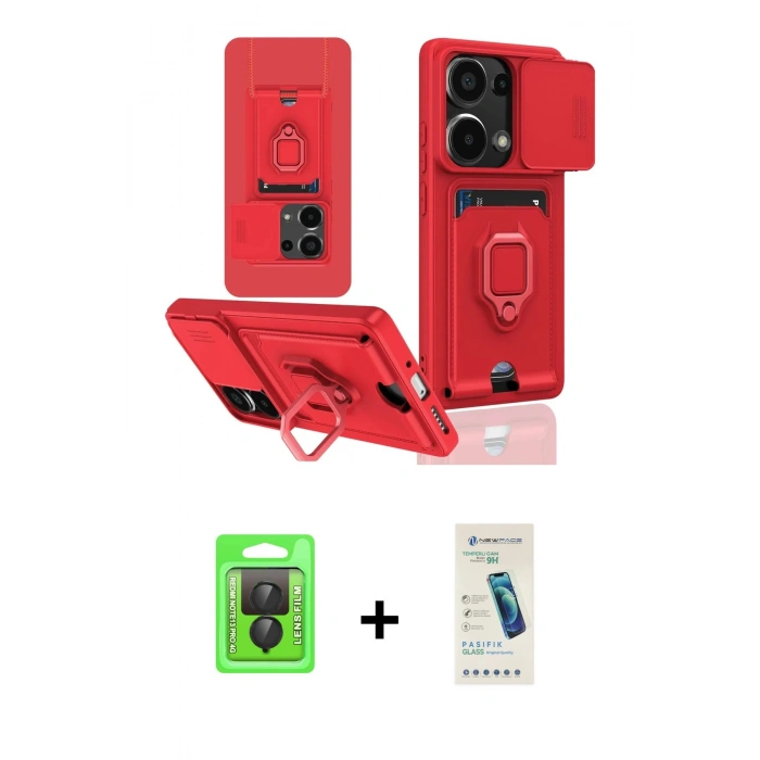 MARSİLYAN™- Redmi Note 13 Pro 4G Kılıf Vadi Form Prime - Şeffaf Pasifik Cam Ekran Koruyucu + Raze Metal Kamera Lens - SH