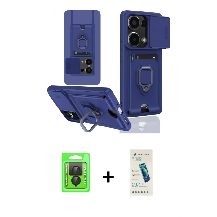 MARSİLYAN™- Redmi Note 13 Pro 4G Kılıf Vadi Form Prime - Şeffaf Pasifik Cam Ekran Koruyucu + Raze Metal Kamera Lens - SH