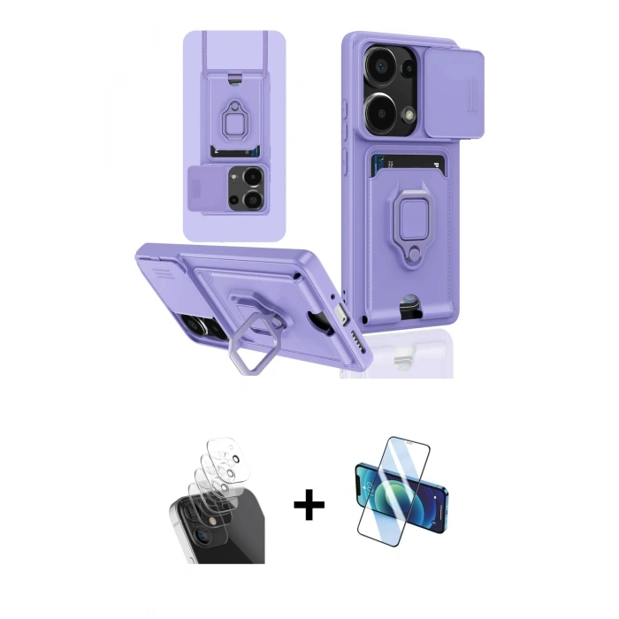 MARSİLYAN™- Redmi Note 13 Pro 4G Kılıf Vadi Form Prime - Siyah 3D Antistatik Cam Ekran Koruyucu + Kamera Lens Koruma Cam - SF