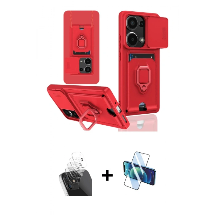 MARSİLYAN™- Redmi Note 13 Pro 4G Kılıf Vadi Form Prime - Siyah 3D Antistatik Cam Ekran Koruyucu + Kamera Lens Koruma Cam - SF