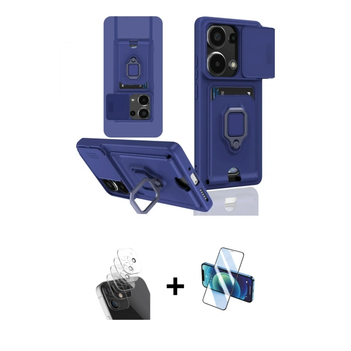 MARSİLYAN™- Redmi Note 13 Pro 4G Kılıf Vadi Form Prime - Siyah 3D Antistatik Cam Ekran Koruyucu + Kamera Lens Koruma Cam - SF