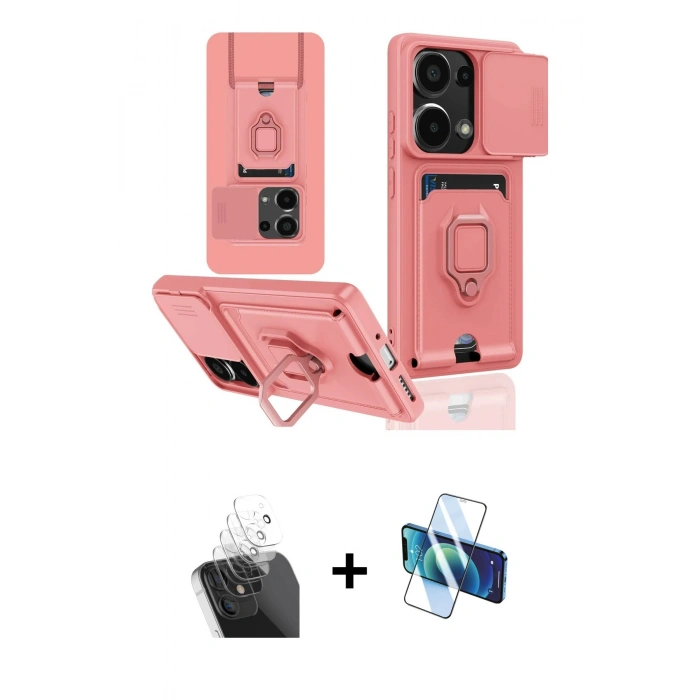 MARSİLYAN™- Redmi Note 13 Pro 4G Kılıf Vadi Form Prime - Siyah 3D Antistatik Cam Ekran Koruyucu + Kamera Lens Koruma Cam - SF