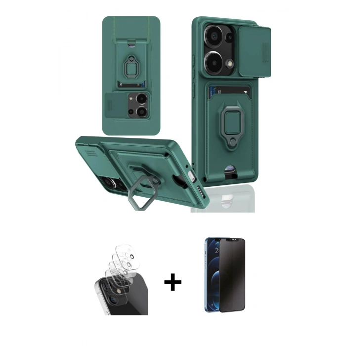 MARSİLYAN™- Redmi Note 13 Pro 4G Kılıf Vadi Form Prime - Siyah 3D Antistatik Hayalet Cam Ekran Koruyucu + Kamera Lens Koruma Cam - SF