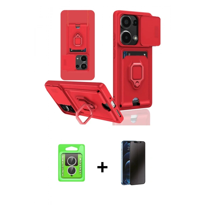 MARSİLYAN™- Redmi Note 13 Pro 4G Kılıf Vadi Form Prime - Siyah 3D Antistatik Hayalet Cam Ekran Koruyucu + Raze Metal Kamera Lens - GS