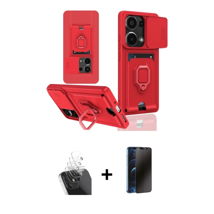 MARSİLYAN™- Redmi Note 13 Pro 4G Kılıf Vadi Form Prime - Siyah 3D Antistatik Hayalet Cam Ekran Koruyucu + Kamera Lens Koruma Cam - SF