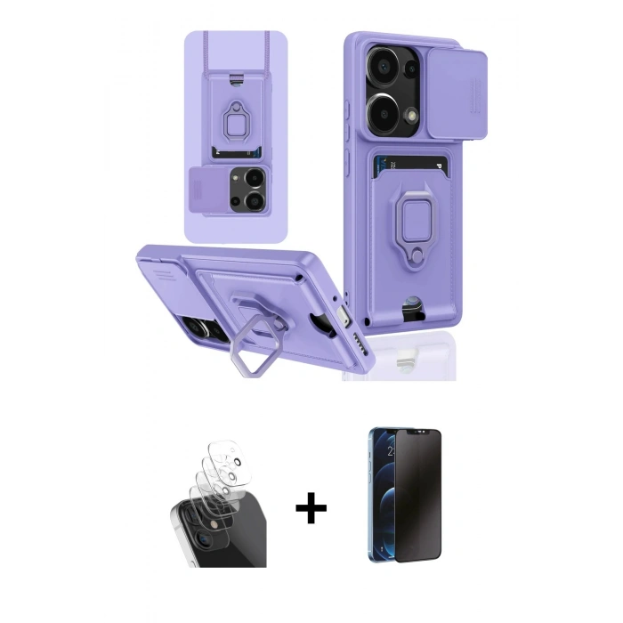 MARSİLYAN™- Redmi Note 13 Pro 4G Kılıf Vadi Form Prime - Siyah 3D Antistatik Hayalet Cam Ekran Koruyucu + Kamera Lens Koruma Cam - SF
