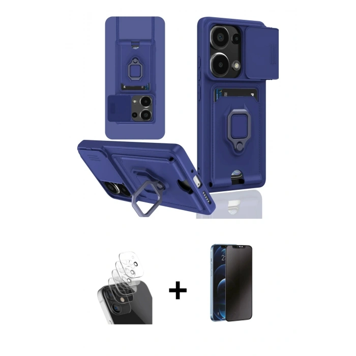 MARSİLYAN™- Redmi Note 13 Pro 4G Kılıf Vadi Form Prime - Siyah 3D Antistatik Hayalet Cam Ekran Koruyucu + Kamera Lens Koruma Cam - SF