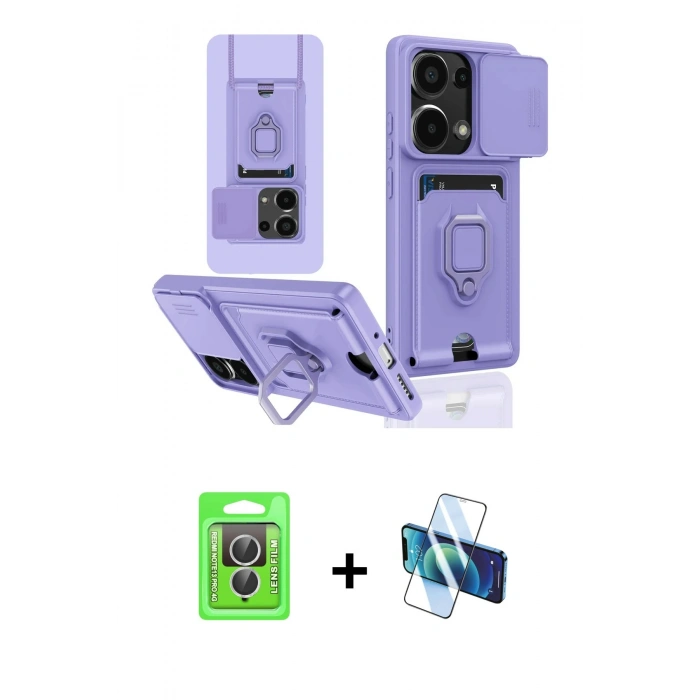 MARSİLYAN™- Redmi Note 13 Pro 4G Kılıf Vadi Form Prime - Siyah 3D Antistatik Seramik Nano Ekran Koruyucu + Raze Metal Kamera Lens - GS