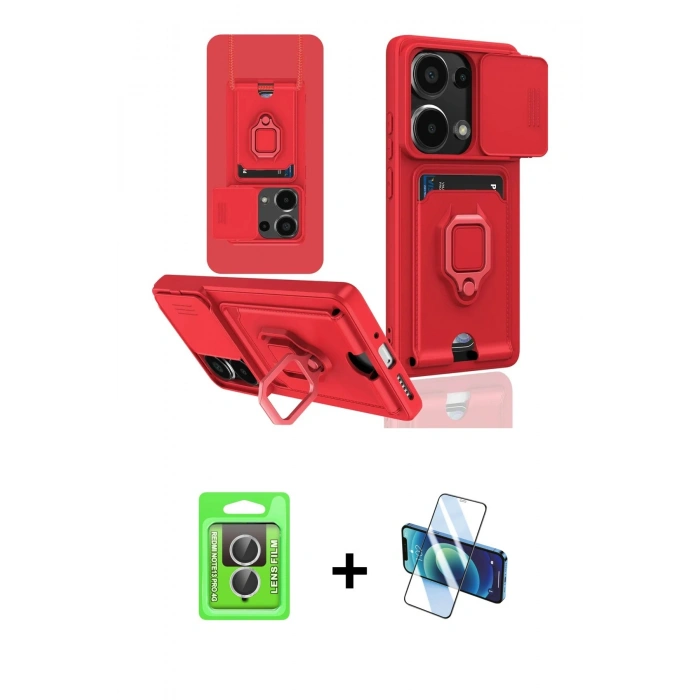 MARSİLYAN™- Redmi Note 13 Pro 4G Kılıf Vadi Form Prime - Siyah 3D Antistatik Seramik Nano Ekran Koruyucu + Raze Metal Kamera Lens - GS