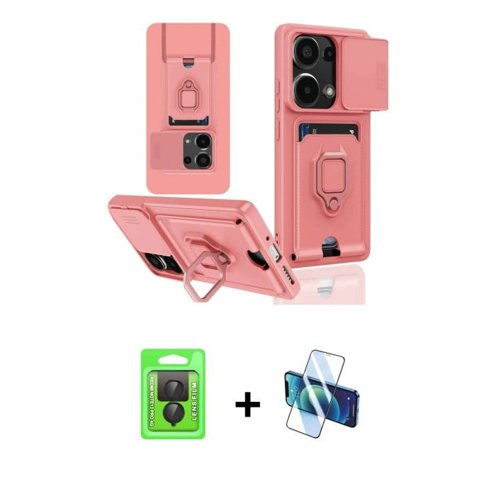 MARSİLYAN™- Redmi Note 13 Pro 4G Kılıf Vadi Form Prime - Siyah 3D Antistatik Seramik Nano Ekran Koruyucu + Raze Metal Kamera Lens - SH