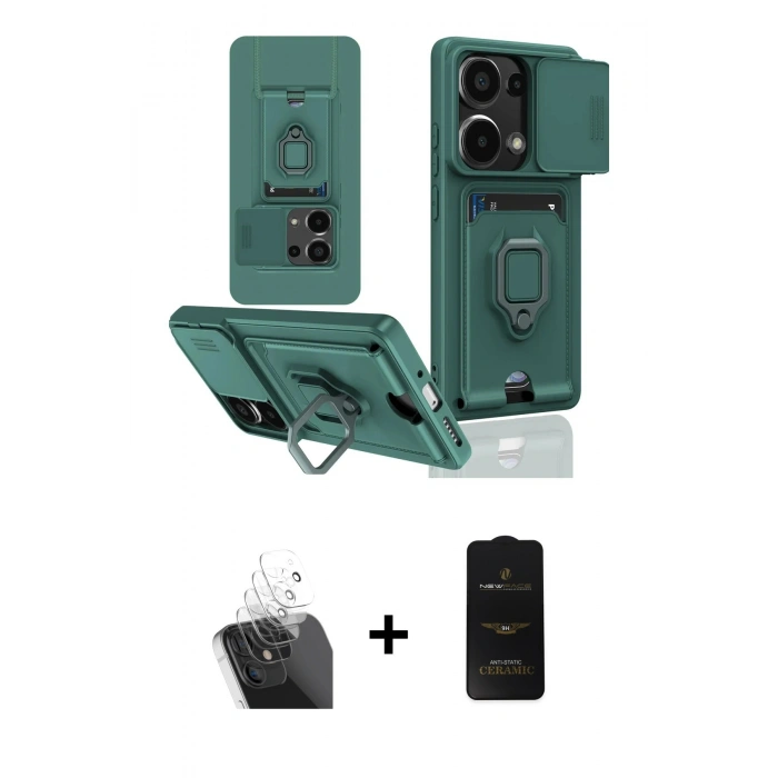 MARSİLYAN™- Redmi Note 13 Pro 4G Kılıf Vadi Form Prime - Siyah 6D Antistatik Mat Seramik Hayalet Nano Ekran Koruyucu + Kamera Lens Koruma Cam - SF