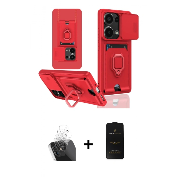 MARSİLYAN™- Redmi Note 13 Pro 4G Kılıf Vadi Form Prime - Siyah 6D Antistatik Mat Seramik Hayalet Nano Ekran Koruyucu + Kamera Lens Koruma Cam - SF