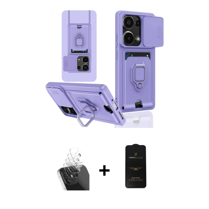 MARSİLYAN™- Redmi Note 13 Pro 4G Kılıf Vadi Form Prime - Siyah 6D Antistatik Mat Seramik Hayalet Nano Ekran Koruyucu + Kamera Lens Koruma Cam - SF