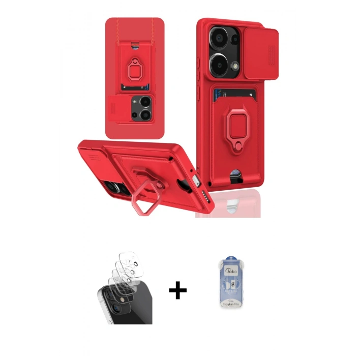 MARSİLYAN™- Redmi Note 13 Pro 4G Kılıf Vadi Form Prime - Siyah Joko Magic 5D Cam + Kamera Lens Koruma Cam - SF