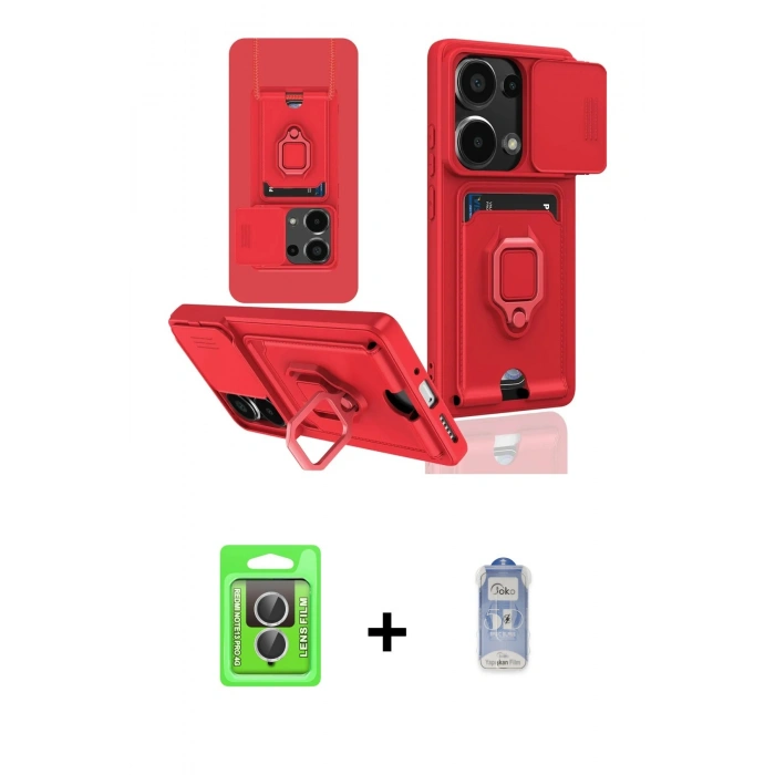 MARSİLYAN™- Redmi Note 13 Pro 4G Kılıf Vadi Form Prime - Siyah Joko Magic 5D Cam + Raze Metal Kamera Lens - GS