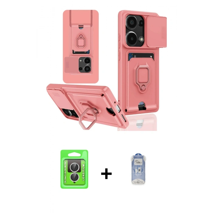 MARSİLYAN™- Redmi Note 13 Pro 4G Kılıf Vadi Form Prime - Siyah Joko Magic 5D Cam + Raze Metal Kamera Lens - GS