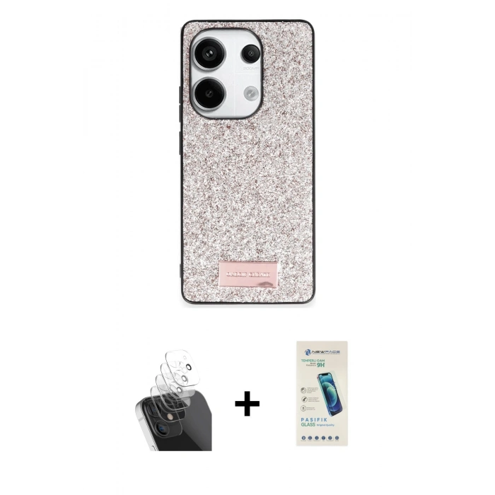 MARSİLYAN™- Redmi Note 13 Pro 4G Kılıf Vadi Klasik Serisi - Şeffaf Pasifik Cam Ekran Koruyucu + Kamera Lens Koruma Cam - SF