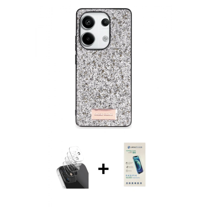 MARSİLYAN™- Redmi Note 13 Pro 4G Kılıf Vadi Klasik Serisi - Şeffaf Pasifik Cam Ekran Koruyucu + Kamera Lens Koruma Cam - SF