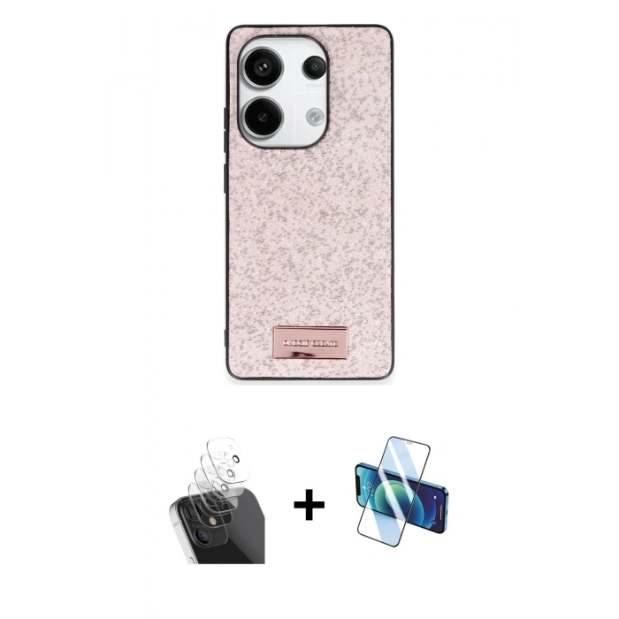 MARSİLYAN™- Redmi Note 13 Pro 4G Kılıf Vadi Klasik Serisi - Siyah 3D Antistatik Cam Ekran Koruyucu + Kamera Lens Koruma Cam - SF