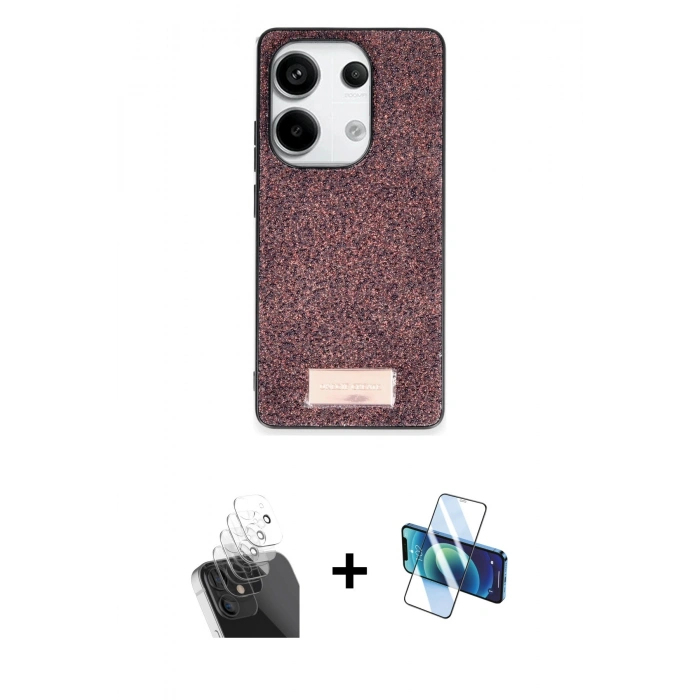 MARSİLYAN™- Redmi Note 13 Pro 4G Kılıf Vadi Klasik Serisi - Siyah 3D Antistatik Seramik Nano Ekran Koruyucu + Kamera Lens Koruma Cam - SF