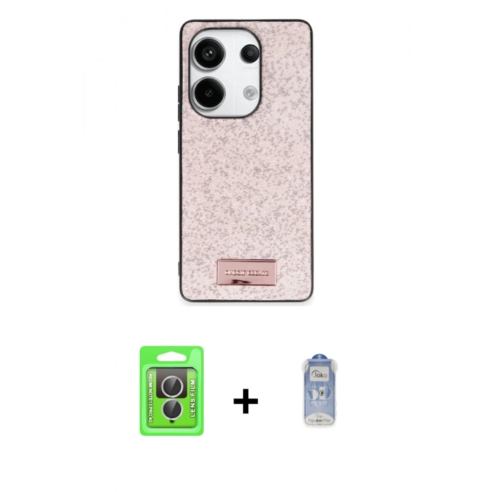 MARSİLYAN™- Redmi Note 13 Pro 4G Kılıf Vadi Klasik Serisi - Siyah Joko Magic 5D Cam + Raze Metal Kamera Lens - GS