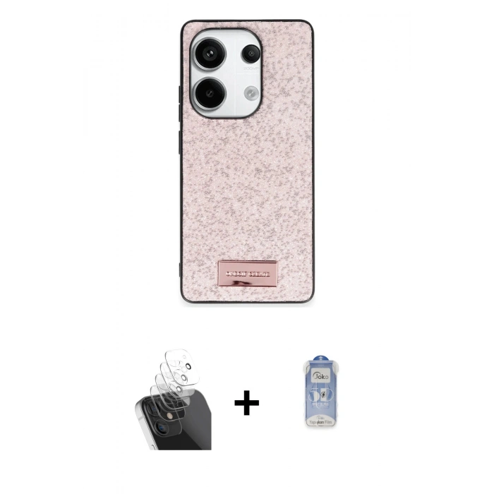 MARSİLYAN™- Redmi Note 13 Pro 4G Kılıf Vadi Klasik Serisi - Siyah Joko Magic 5D Cam + Kamera Lens Koruma Cam - SF
