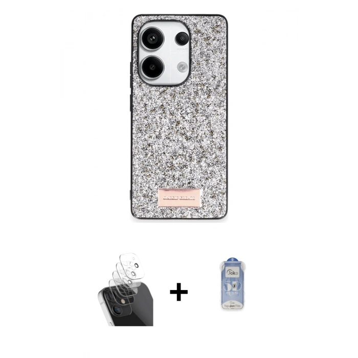 MARSİLYAN™- Redmi Note 13 Pro 4G Kılıf Vadi Klasik Serisi - Siyah Joko Magic 5D Cam + Kamera Lens Koruma Cam - SF