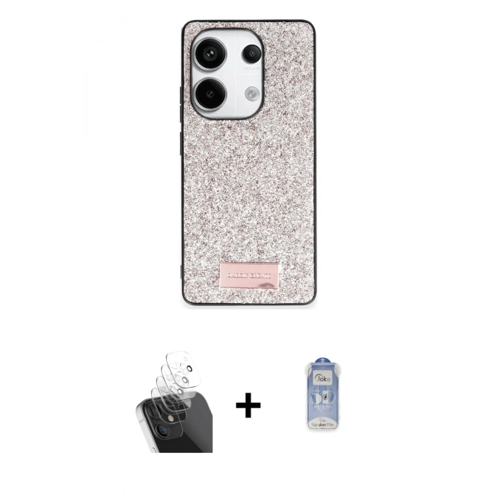 MARSİLYAN™- Redmi Note 13 Pro 4G Kılıf Vadi Klasik Serisi - Siyah Joko Magic 5D Cam + Kamera Lens Koruma Cam - SF