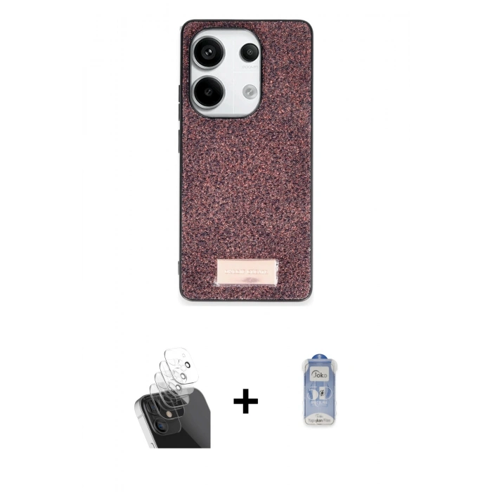 MARSİLYAN™- Redmi Note 13 Pro 4G Kılıf Vadi Klasik Serisi - Siyah Joko Magic 5D Cam + Kamera Lens Koruma Cam - SF