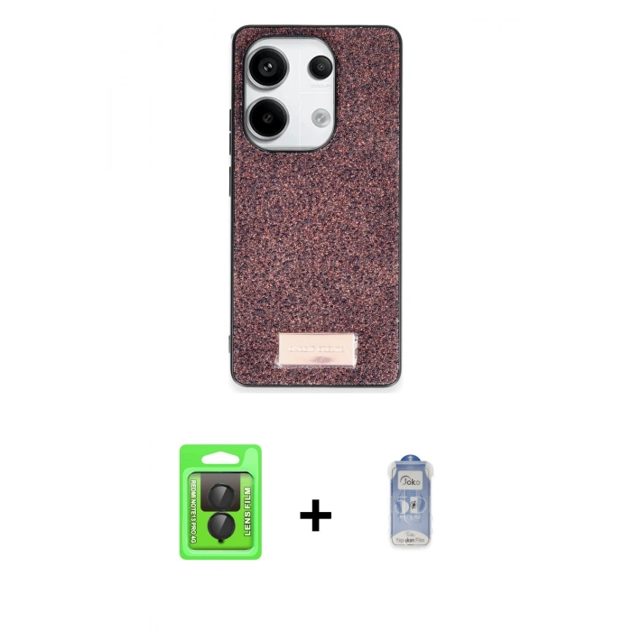 MARSİLYAN™- Redmi Note 13 Pro 4G Kılıf Vadi Klasik Serisi - Siyah Joko Magic 5D Cam + Raze Metal Kamera Lens - SH