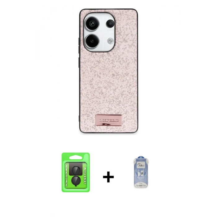 MARSİLYAN™- Redmi Note 13 Pro 4G Kılıf Vadi Klasik Serisi - Siyah Joko Magic 5D Cam + Raze Metal Kamera Lens - SH