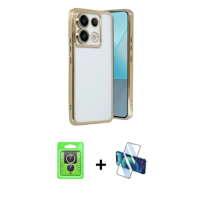 MARSİLYAN™- Redmi Note 13 Pro 4G Kılıf Vadi Minimal - Siyah 3D Antistatik Seramik Nano Ekran Koruyucu + Raze Metal Kamera Lens - GS
