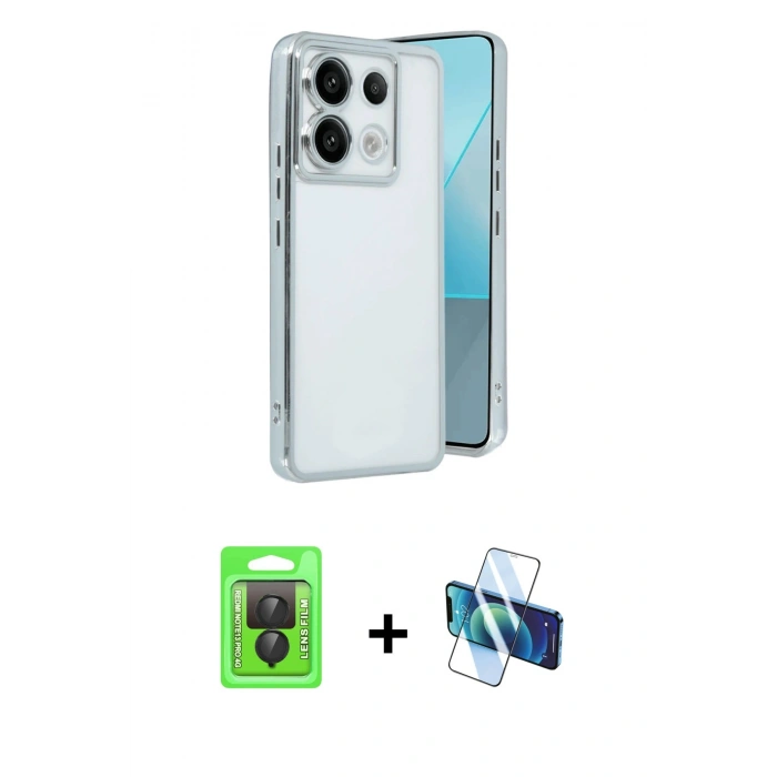MARSİLYAN™- Redmi Note 13 Pro 4G Kılıf Vadi Minimal - Siyah 3D Antistatik Seramik Nano Ekran Koruyucu + Siyah Raze Metal Kamera Lens
