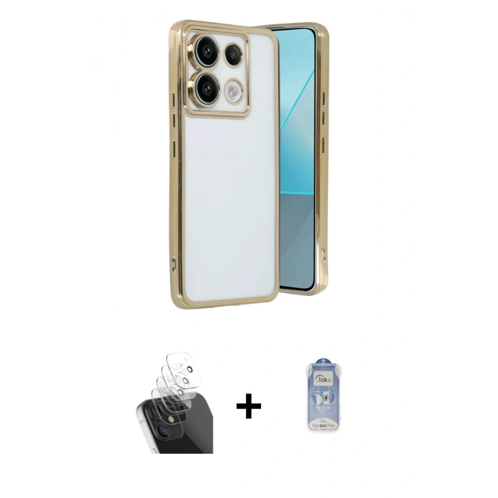 MARSİLYAN™- Redmi Note 13 Pro 4G Kılıf Vadi Minimal - Siyah Joko Magic 5D Cam + Kamera Lens Koruma Cam - SF