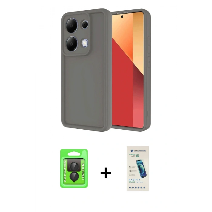 MARSİLYAN™- Redmi Note 13 Pro 4G Kılıf Yankı Yansıma Özel Seri - Şeffaf Pasifik Cam Ekran Koruyucu + Raze Metal Kamera Lens - SH